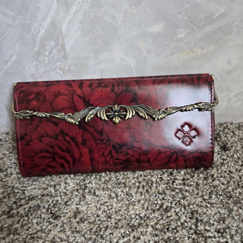 Patricia Nash Red Floral Clutch